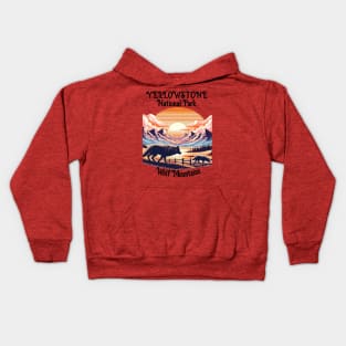 Majestic Emblem of Yellowstone National Park Kids Hoodie